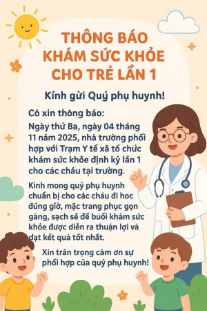 Khám Sức khoẻ định kì lần I cho trẻ năm học 2025-2026